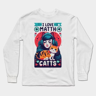 I Love Math And Cats Cute Kitty Cat Feline Lover Long Sleeve T-Shirt